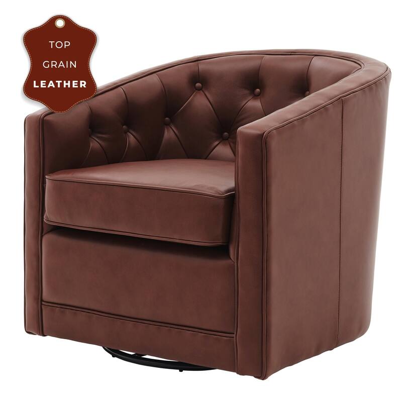 NPD Furniture Walsh Top Grain Leather Swivel Chair
