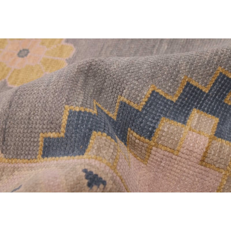 ECARPETGALLERY Hand-knotted Modern Oushak Dark Grey Wool Rug - 8'11 x 11'10