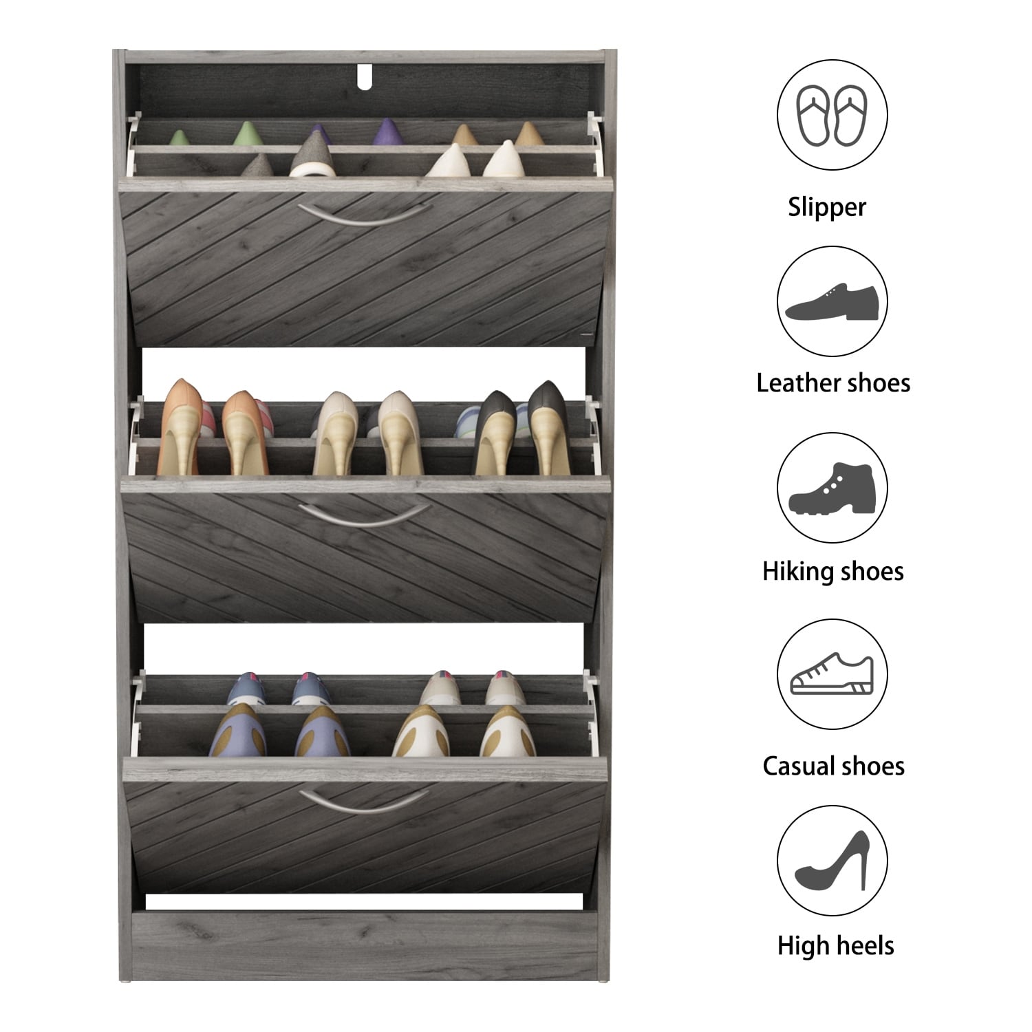 Grey wooden on sale shoe storage