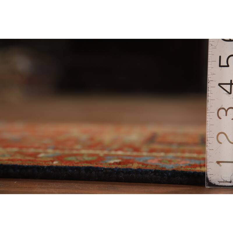 Hand Knotted Oriental 100% Wool Carpet Traditional Geometric Oranges & Rust Heriz (serapi) Runner Rug - 11' 10'' X 2' 6''