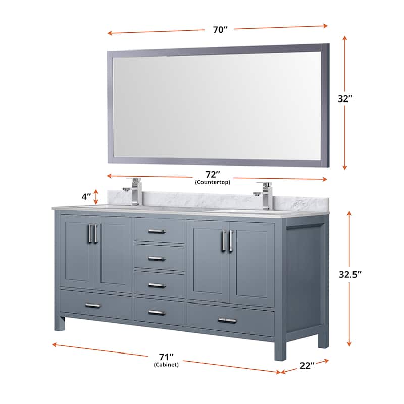 Jacques 72 in. W x 22 in. D Dark Grey Double Bath Vanity