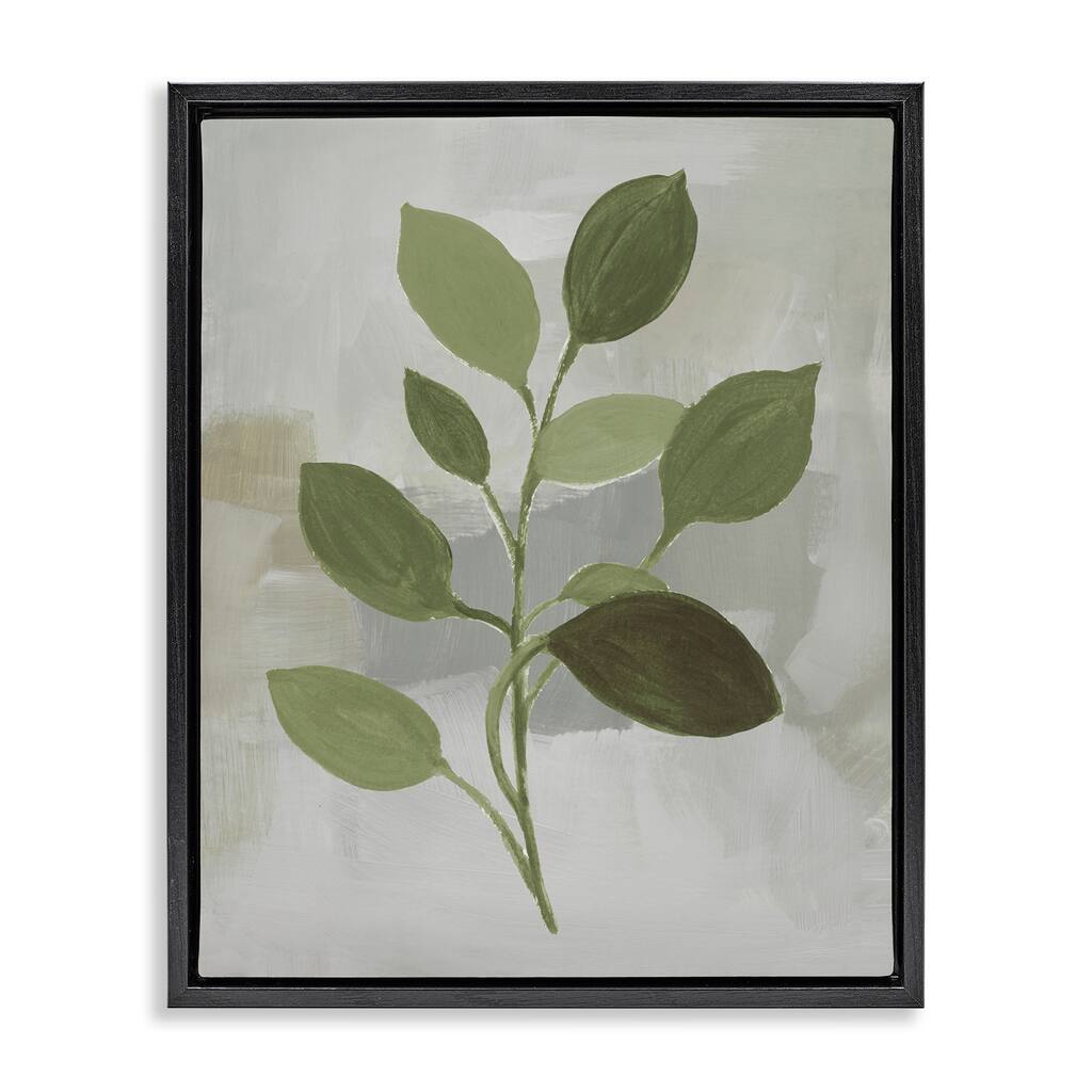 Stupell Leaf Sprigs over Grey Framed Floater Canvas Wall Art Design By Lanie Loreth