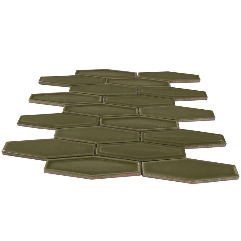 Honeycomb 1.5" x 4.9" Glossy Porcelain Mosaic Tile