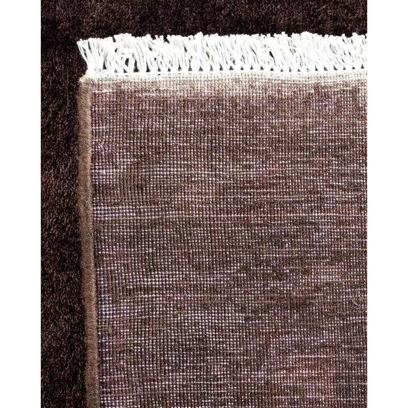 Overton Hand Knotted Wool Vintage Inspired Modern Contemporary Overdyed Brown Area Rug - 8' 4" x 10' 2"