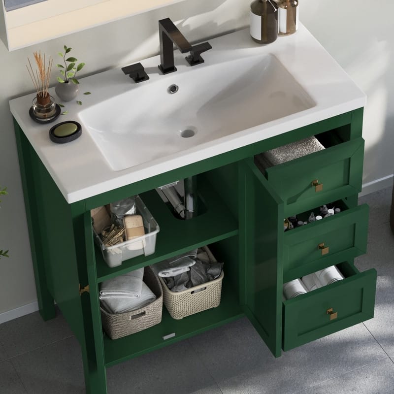 Moasis 36"/42" Bathroom Vanity with Sink Set and 2 Soft-Closing Doors & 3 Drawers