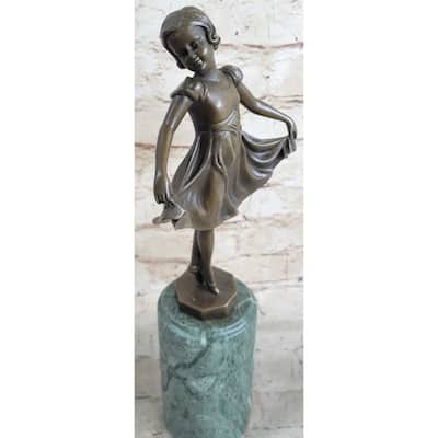 Signed:Preiss,Bronze Statue Little Ballerina Girl Dancer Bronze Sculpture Figure