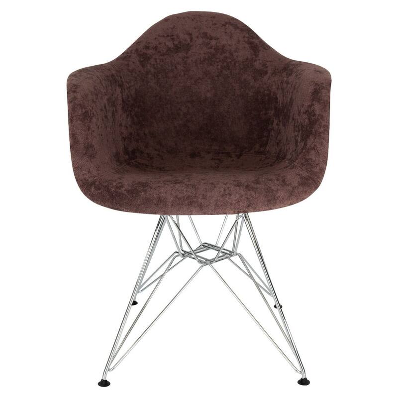 Willow Velvet Accent Armchair with Eiffel Chrome Base Set of 2 by LeisureMod