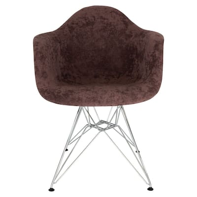 Willow Velvet Accent Armchair with Eiffel Chrome Base Set of 4 by LeisureMod
