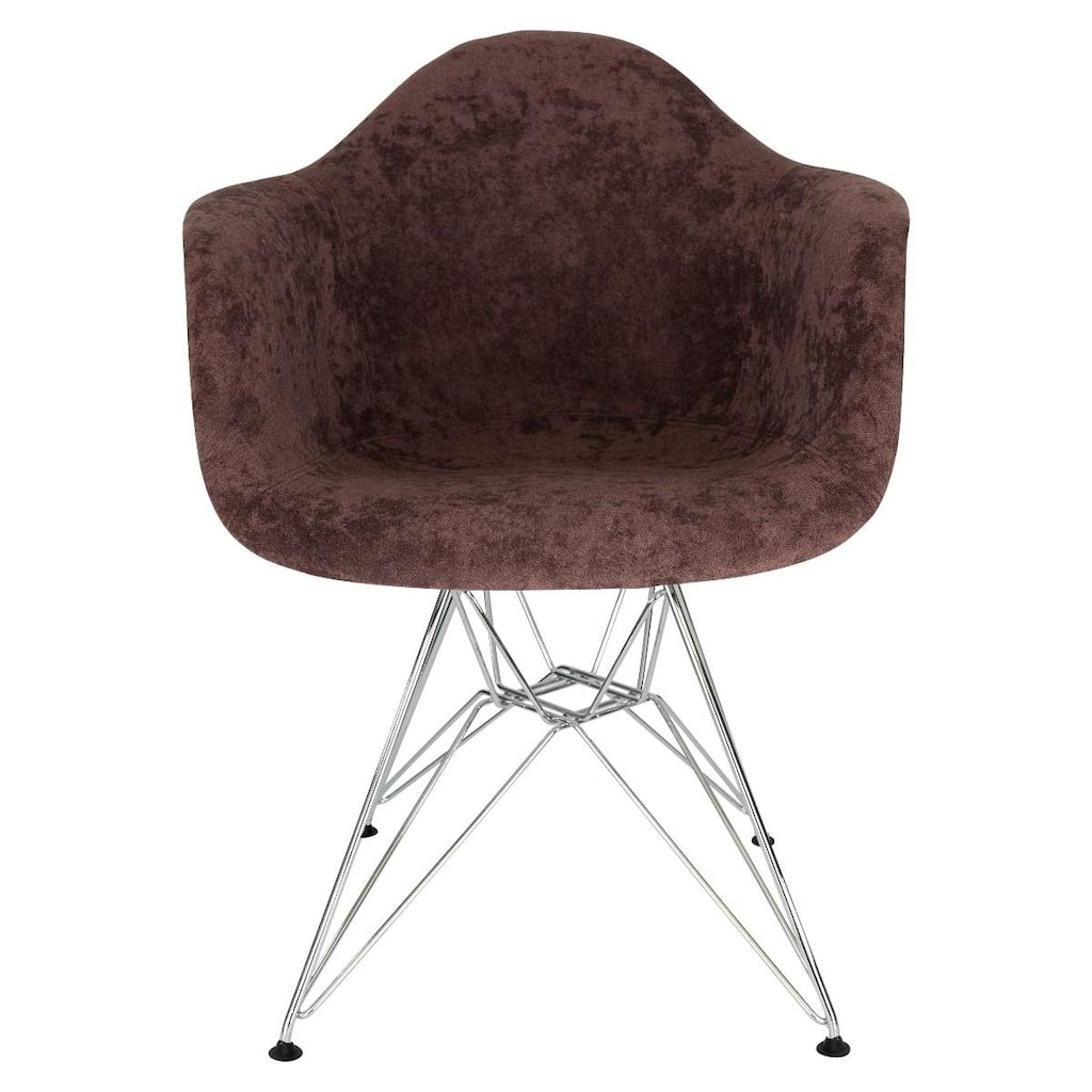 Willow Velvet Accent Armchair with Eiffel Chrome Base Set of 4 by LeisureMod