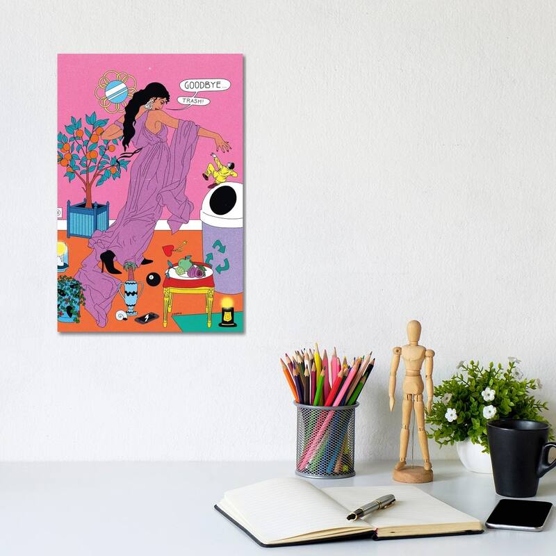 iCanvas "Goodbye Trash" by Cosmo Canvas Print - 12x8x0.75
