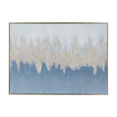 Canvas Geode Framed Wall Art with Silver Frame - Blue - Roche River Decor