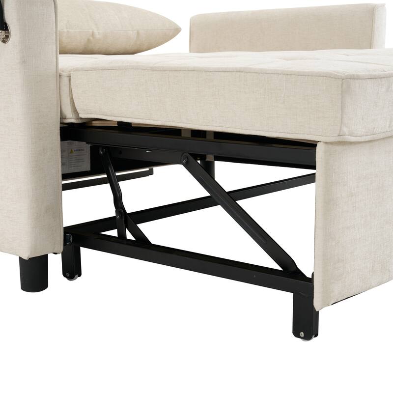 Chenille Luxe Loveseat Sofa Bed with Reversible Backrest, USB Charging, Adjustable Phone Holder by Harper&Bright Designs