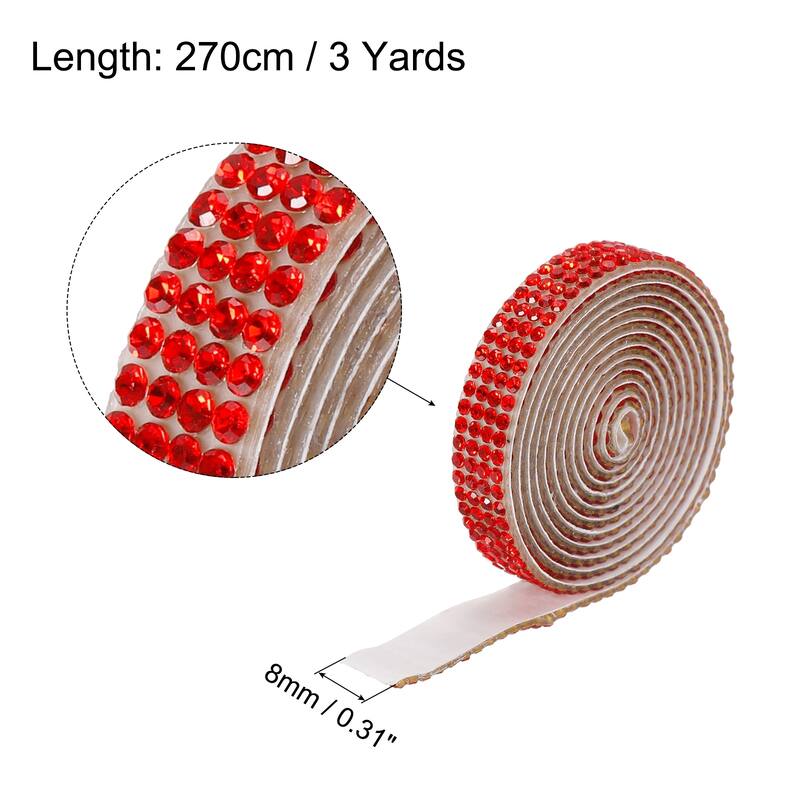 3Roll 3 Yards 8mm Diamond Ribbon White - Red - 8mm