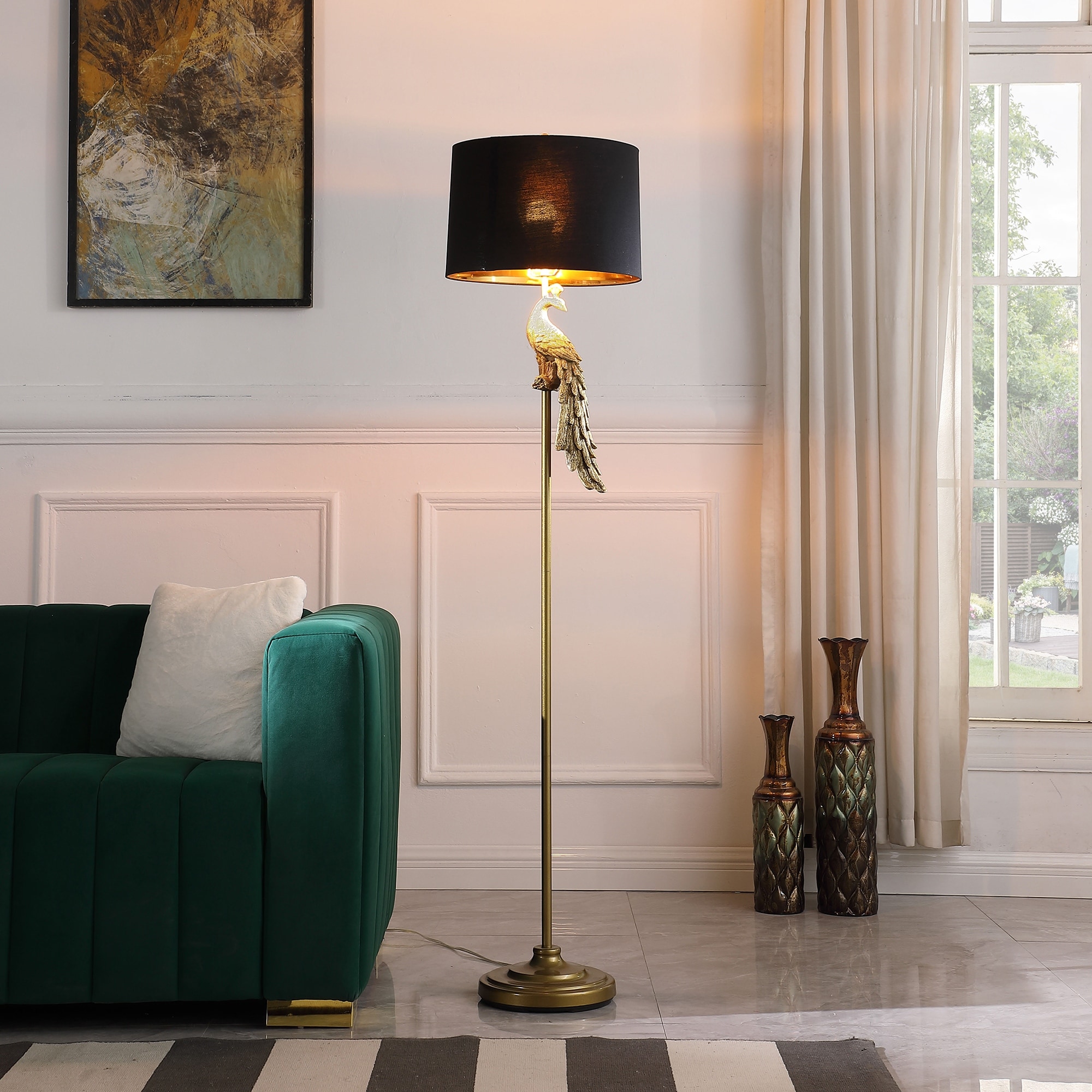 Modern Elegant Gold Peacock Pedestal Polyresin Floor Lamp Bed Bath Beyond 37564517