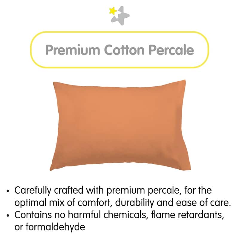 BreathableBaby Cotton Percale Pillowcase, For 13" x 18"/33 x 46 cm Toddler Pillow, Solids (2-Pack)