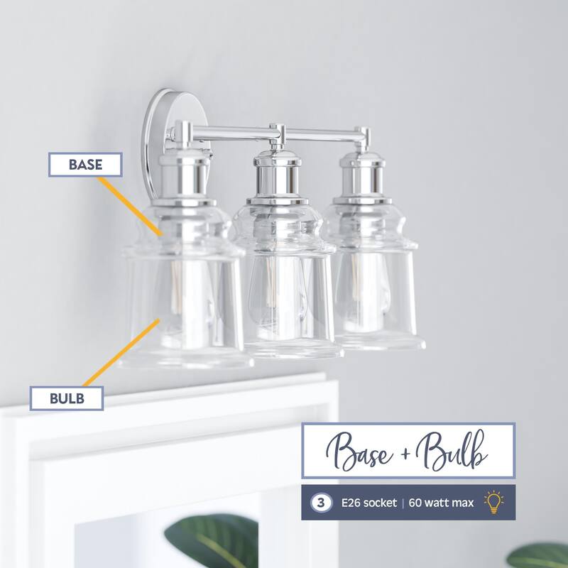 Prominence Home Eaton Ridge Industrial Farmhouse Bathroom Vanity Light, Brushed Nickel - Brushed Nickel