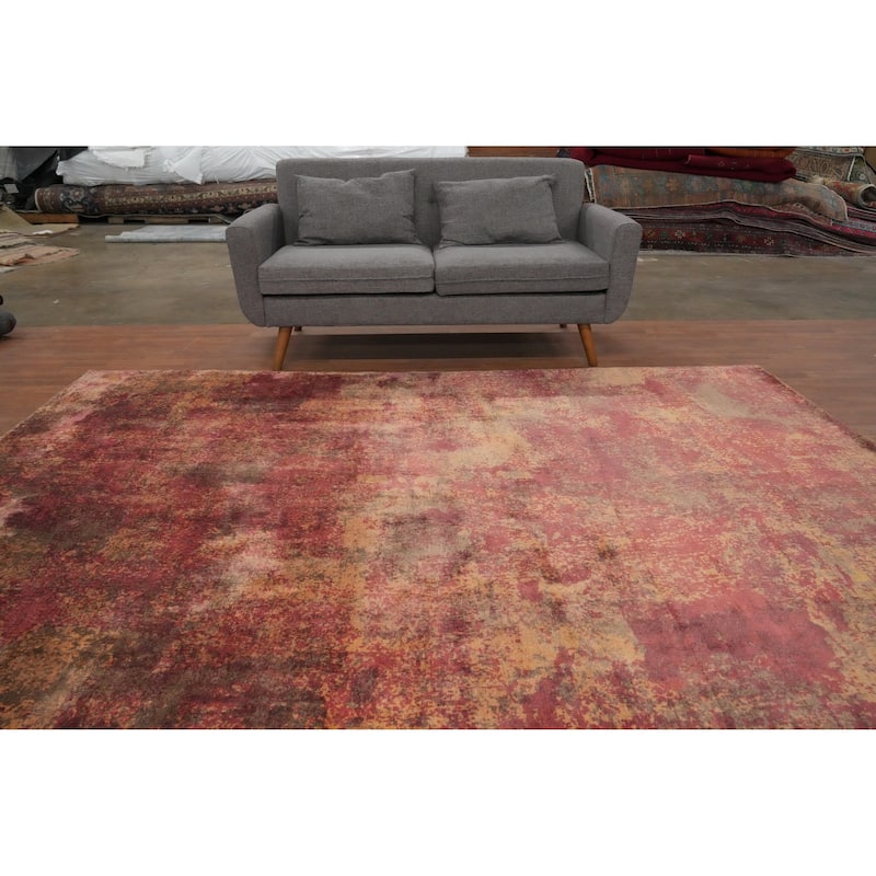 Hand Knotted Oriental Viscose Silk Carpet Modern Abstract Multi-Colored Abstract Area Rug - 9' 7'' X 6' 8''