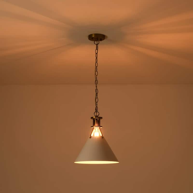 1-Light Modern Industrial Brushed Gold Cone Adjustable Pendant Light for Kitchen Island