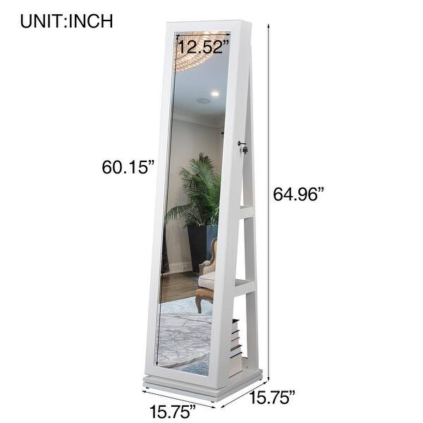 65''H Stand Full Length Mirror Storage Display 360 Swivel