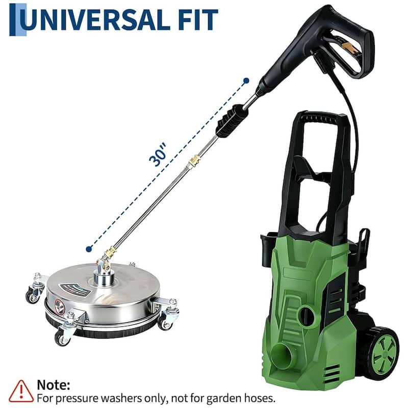 14" Pressure Washer Surface Cleaner with 4 Wheels for Patio, Sidewalk, Deck and Driveways