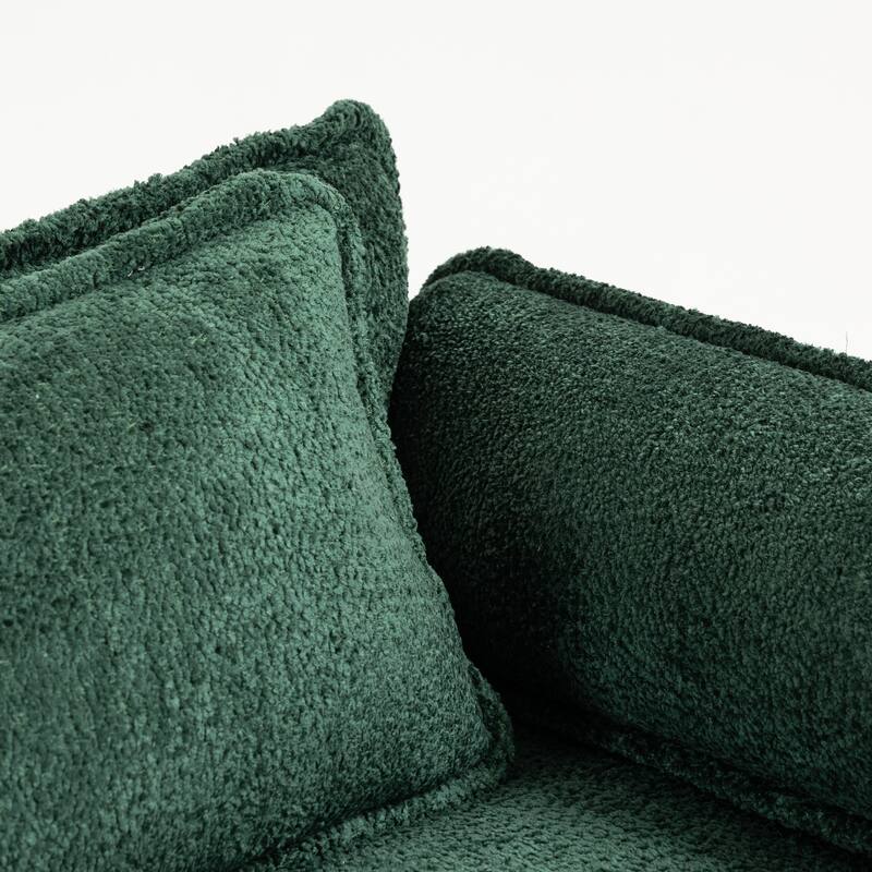 Boucle Oversized Sofa with Ottoman, Double Deep Cushion, Thick Armrests, and High-Resilience Sponge