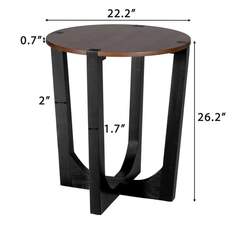 Solid Wood Side Table – Available in Brown & Black Finishes‌ - 22.25in. W X26.06in.DX22.25in. H