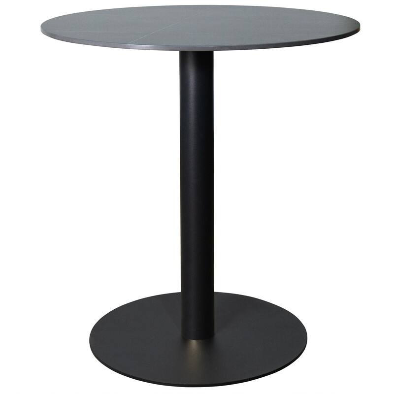 Vail Round Dining Table 36 in. Sintered Stone Tabletop in Black Stainless Steel Round Pedestal Base for Kitchen and Dining Room