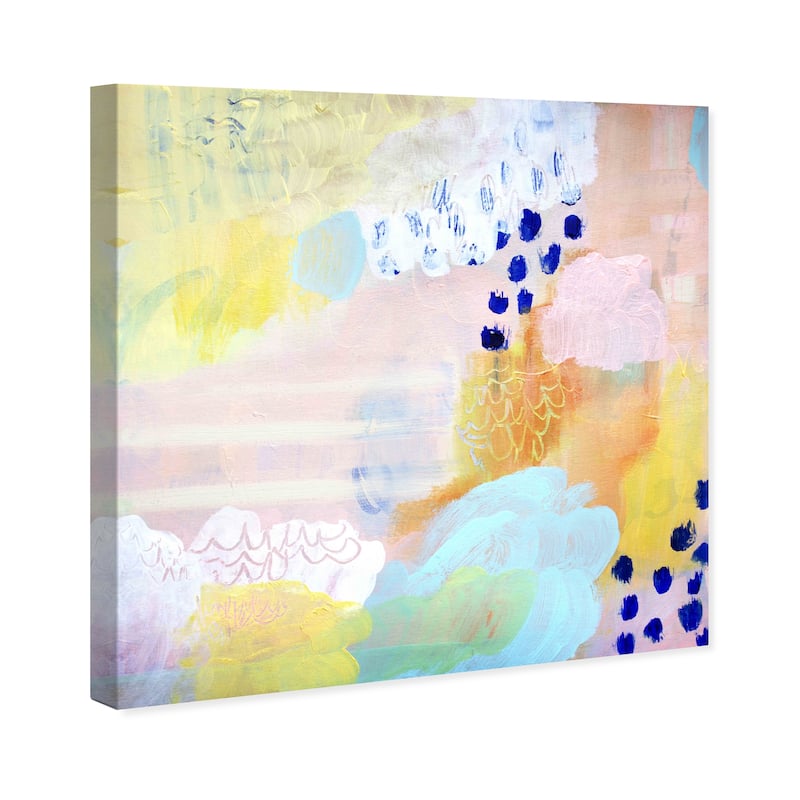 Wynwood Studio Canvas Abstract Lake and Flowers Pink and Modern & Contemporary Wall Art Canvas Print