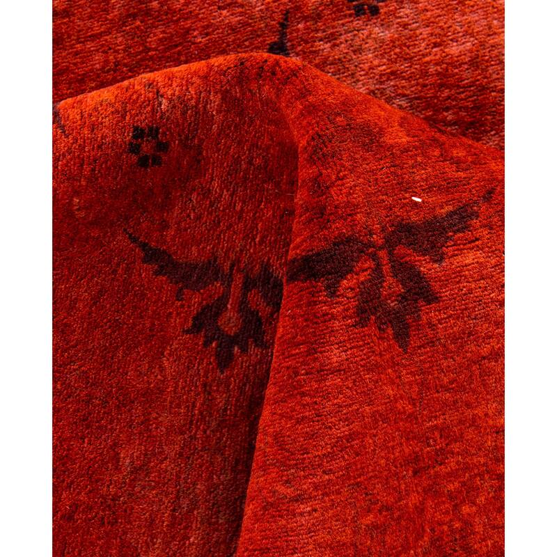 Overdyed One-of-a-Kind Hand-Knotted Area Rug - Orange - 6' 3" x 6' 10"