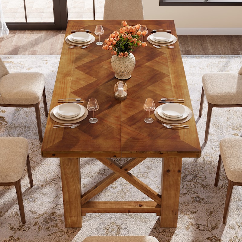 63-Inch Dining Table for 4-6, Solid Wood Kitchen Table for Dining Room, Living Room