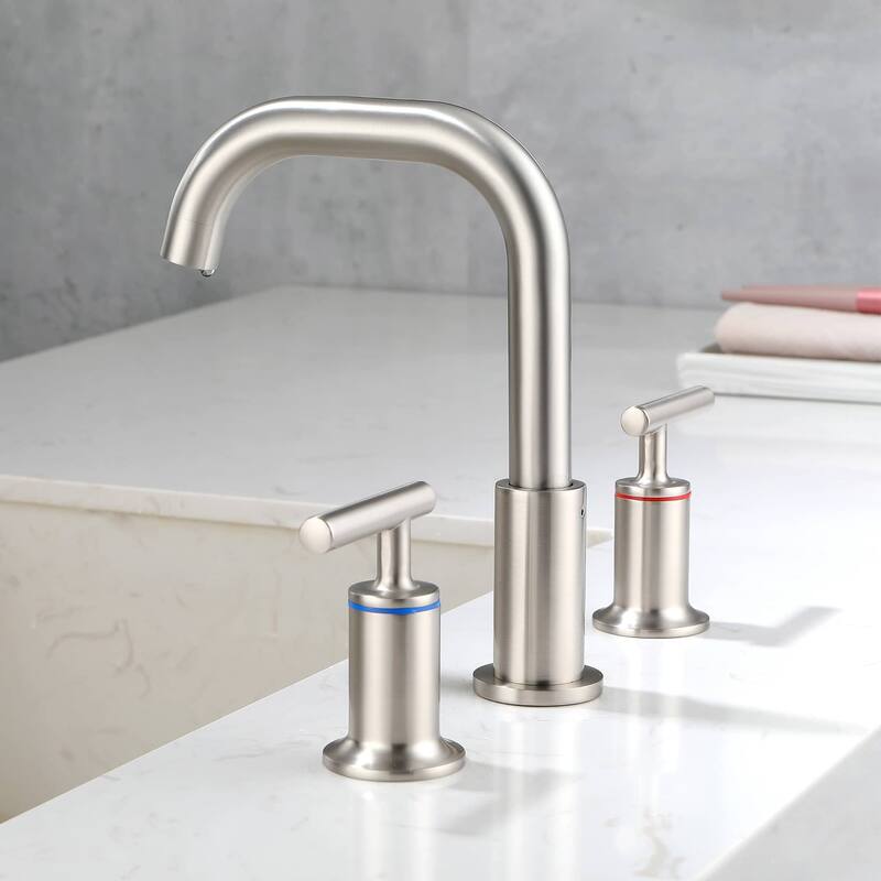 Widespread Bathrom Faucet 3 Hoes Modern 8 Inch Bathroom Sink Faucet Double Handle Vanity Basin Faucets Mixer Taps With Valve