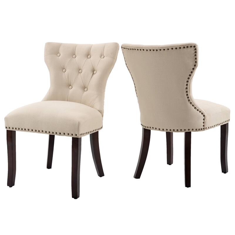 Fabric Wingback Dining Chairs Comfy Armless Accent Chairs Set of 2