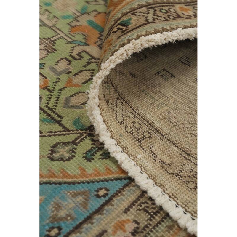 Hand Knotted Oriental 100% Wool Carpet Traditional Floral Green Tabriz Area Rug - 12' 2'' X 9' 4''