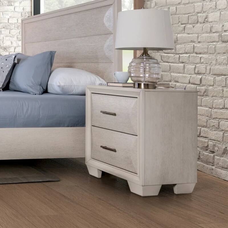 Transitional Nightstand - White Oak Finish with Dovetail Drawers