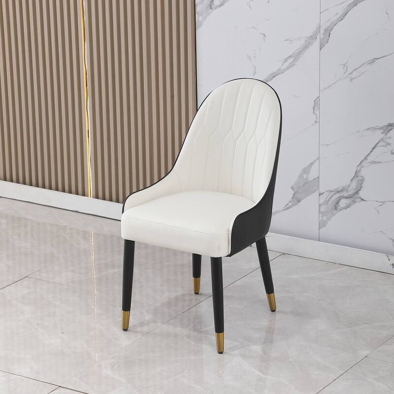 Modern PU Leather Dining Chairs, Faux Leather Dining Chairs with Metal Legs and Backrest, for Dining Rooms, Set of 2