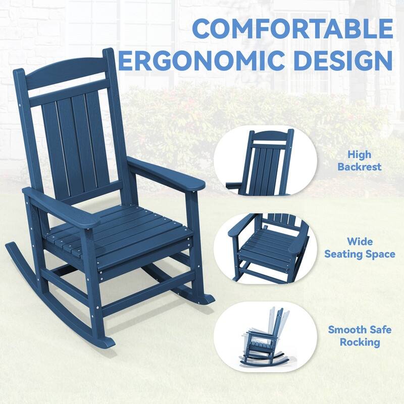 High-Back Oversized Plastic Rocking Chair –Stable & Smooth Glide