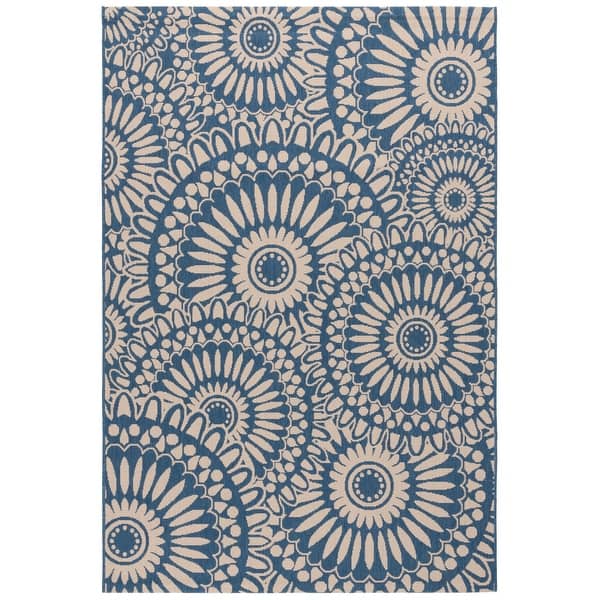 slide 2 of 6, SAFAVIEH Courtyard Helmtrude Casual Rug 5'1" x 7'6" - Blue/Beige - Rectangle