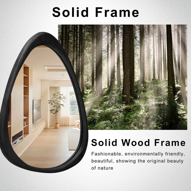 Irregular Mirror Asymmetrical Wood Wall Mirror
