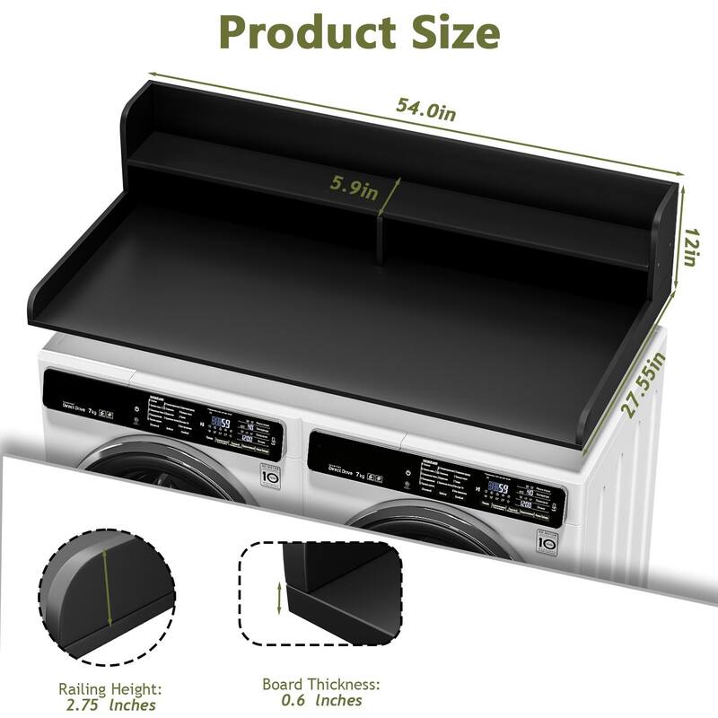 BOSSIN Laundry Pedestal Utility Table with 2-Tier Shelf, Storage Organizer for Washer and Dryer