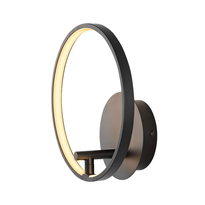 SAFAVIEH Lighting Nava Led 11-inch Wall Sconce - 11 In. W x 9 In. D x 5 In. H - Matte Black - 11Wx11Dx5H