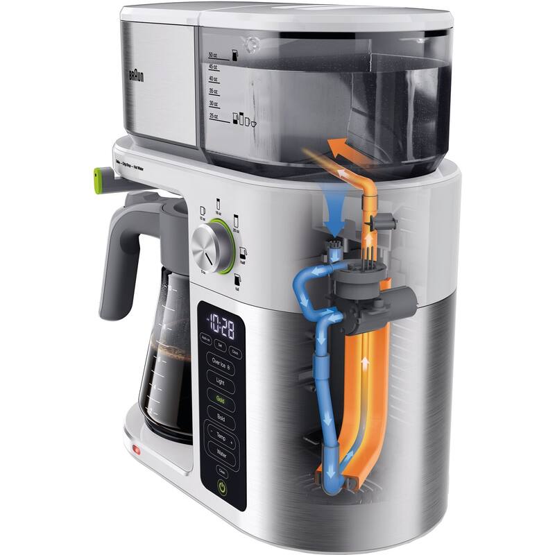 Braun MultiServe 10-Cup SCA Certified Coffee Maker with Internal Water Spout and Glass Carafe in White