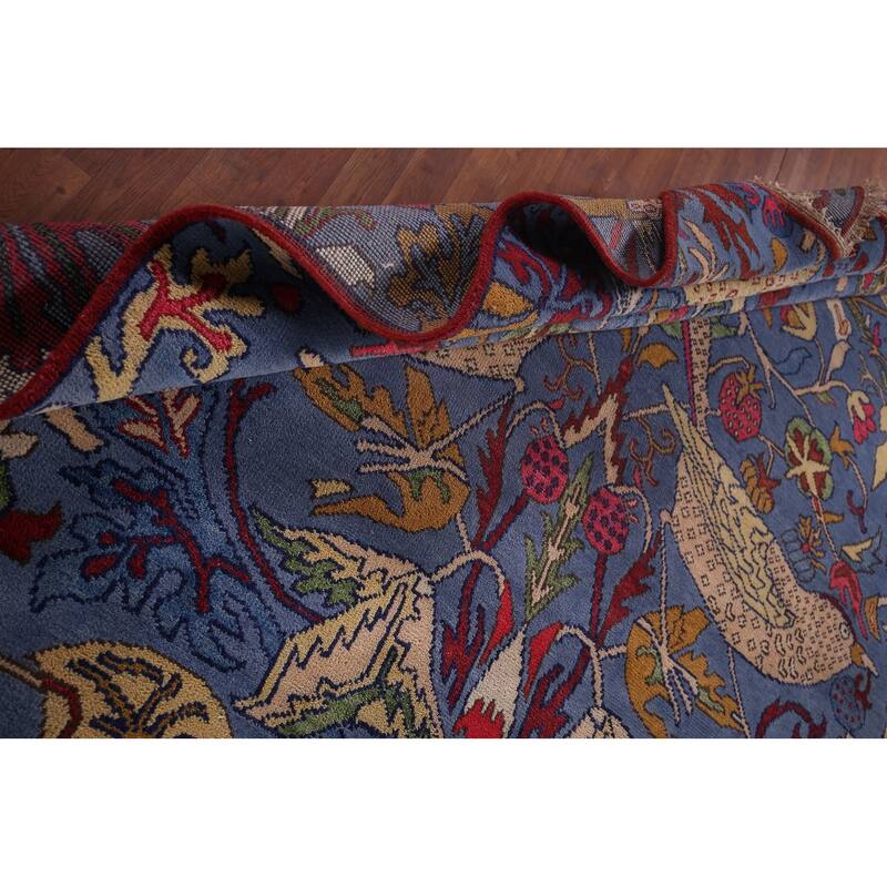 Animals Design Blue Ziegler Oriental Area Rug Handmade Wool Carpet - 8'0"x 15'8"