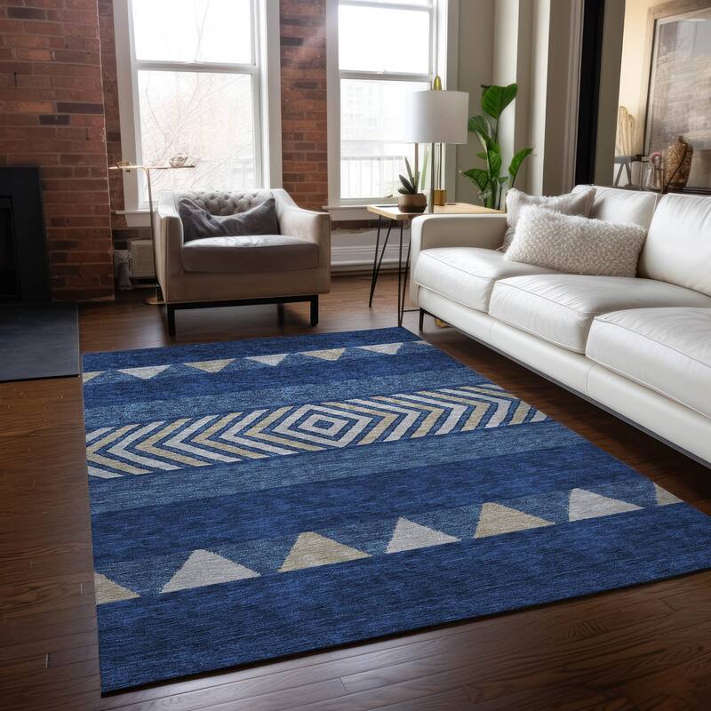 Machine Washable Indoor/ Outdoor Global Boho Chantille Rug