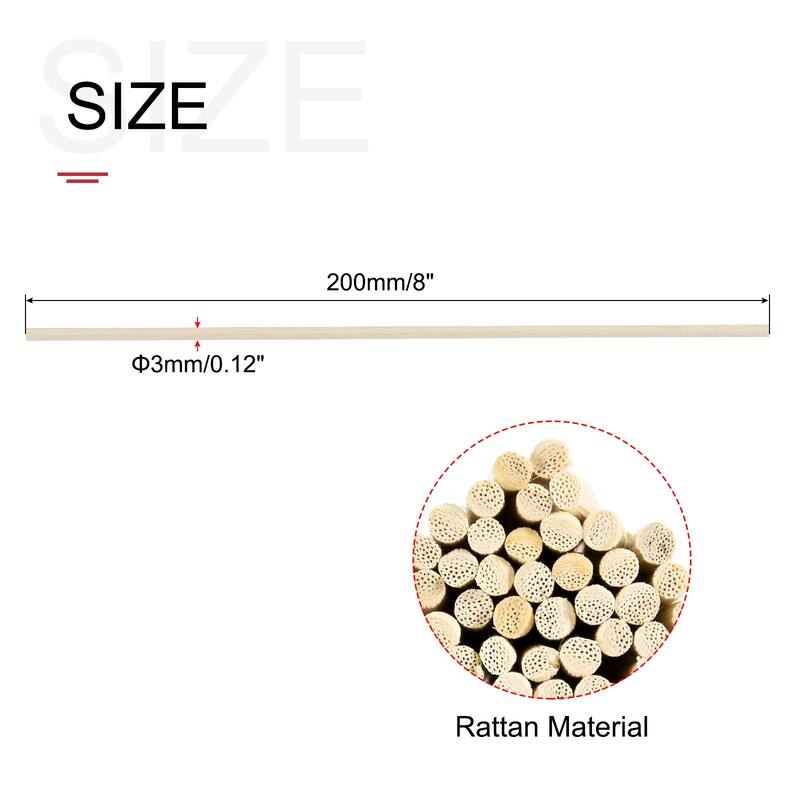 Rattan Wood Diffuser Stick for Aroma Fragrance Essential Oil 120Pcs - 200mm x 3mm