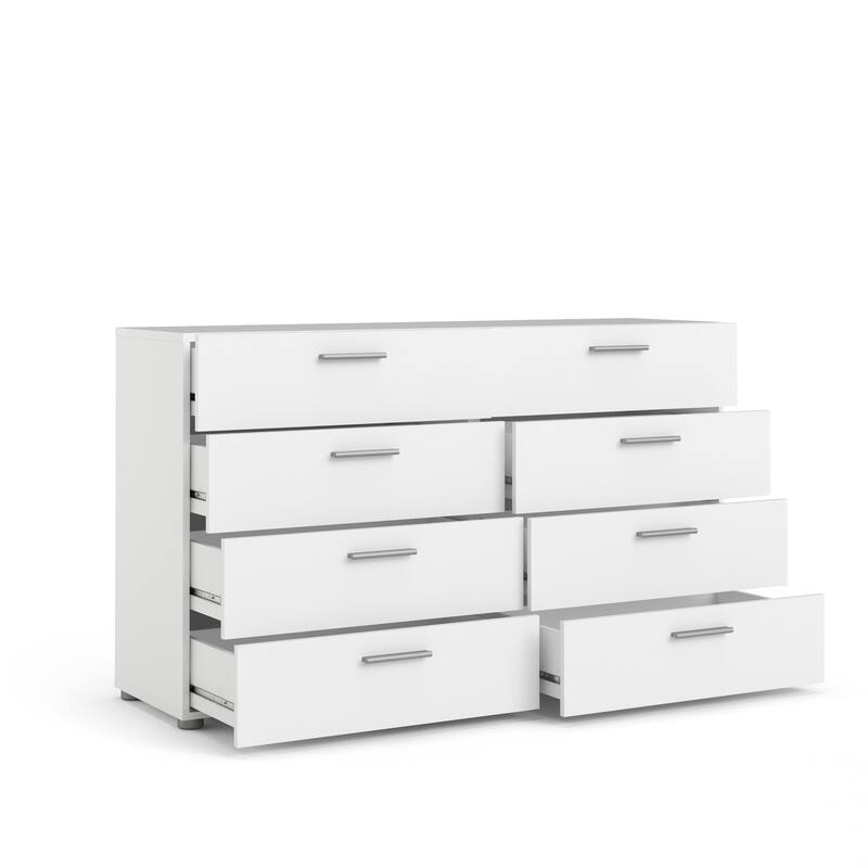 Mountain Lodge 8 Drawer Dresser - White Double Dresser, Ample Storage, Modern Design, 55" Wide