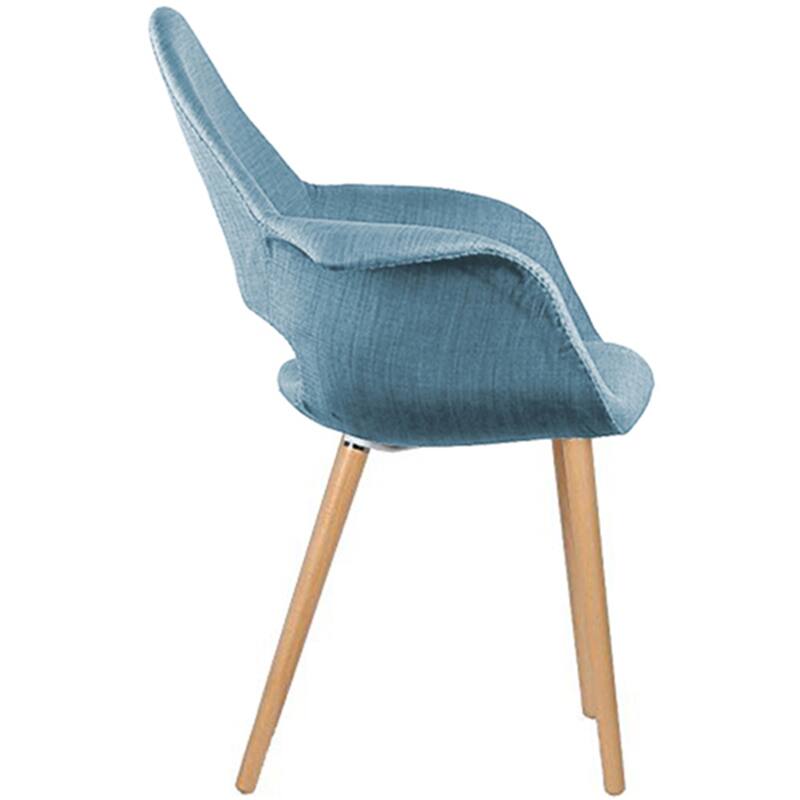 Set of 2 Upholstered Fabric Armchairs with Natural Wooden Legs for Dining Room Office or Accent Chair, Green