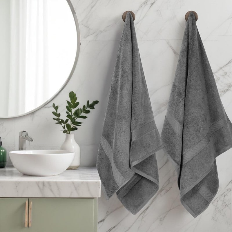 Superior Egyptian Cotton Pile Heavyweight Bath Towel Set of 2 - Charcoal