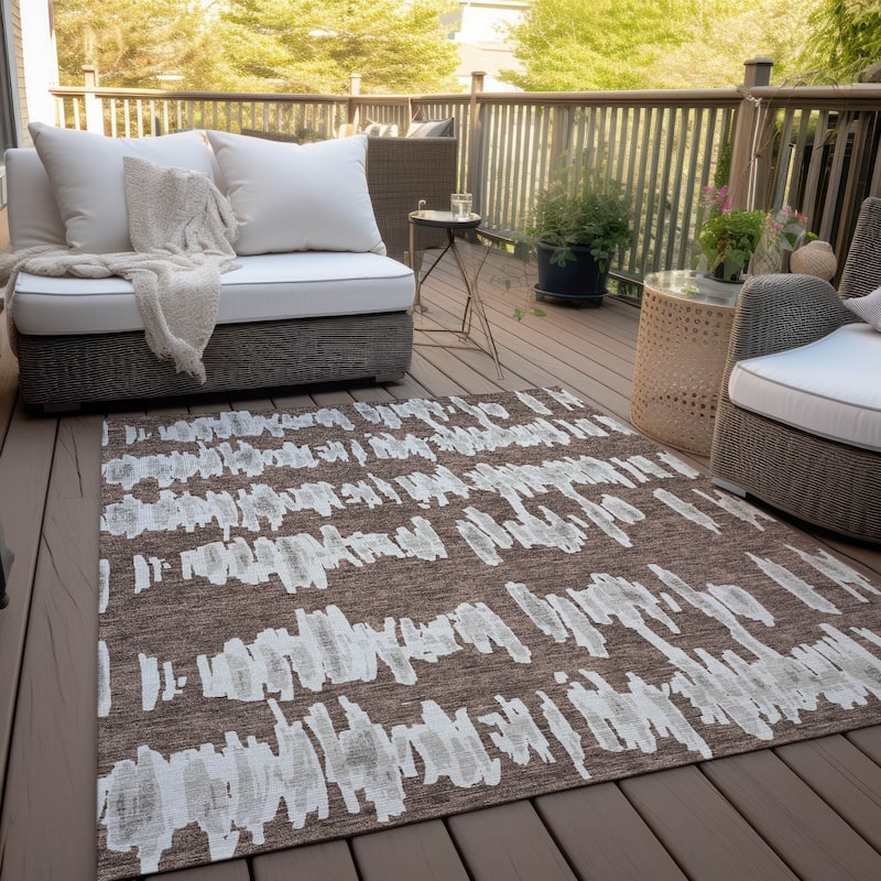 Machine Washable Indoor/ Outdoor Chantille Abstract Contemporary Rug