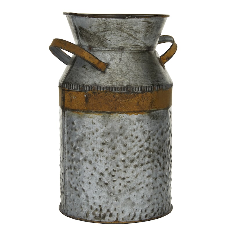 Gray Metal Milk Can Vase