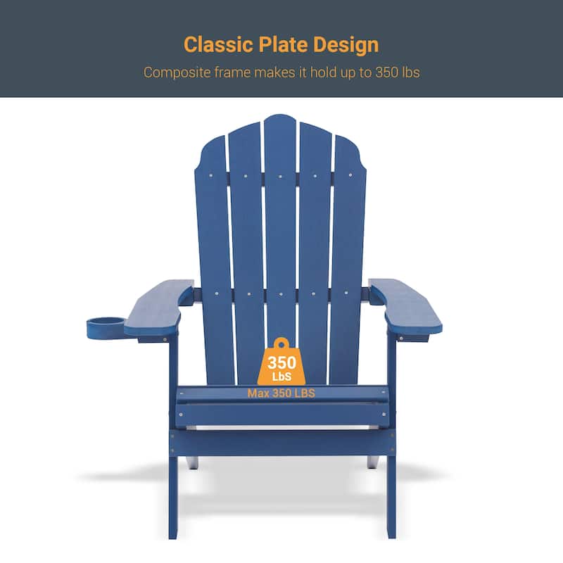 LIVOOSUN Outdoor Folding Adirondack Chair w/Cup Holder Set of 2 or 4
